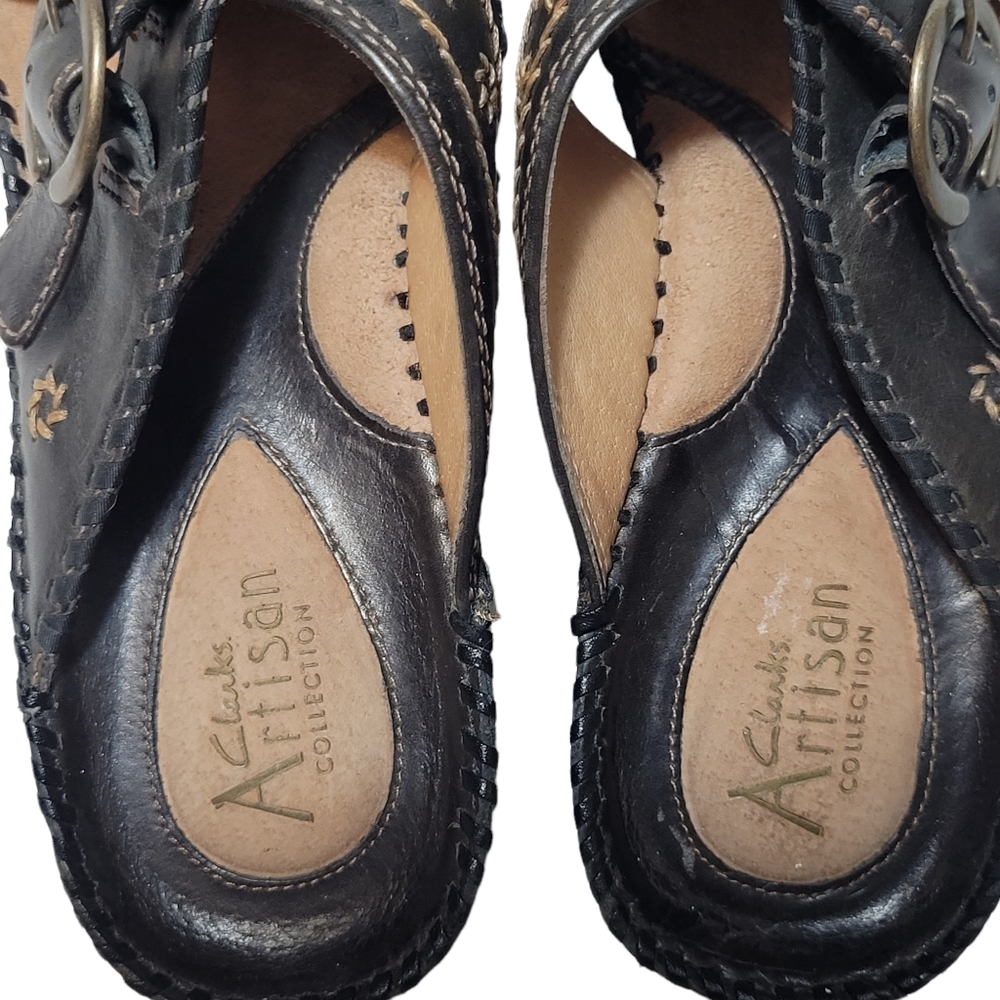 Clarks Artisan Women's Brown Leather Wedge Sandals - Picture 6 of 10